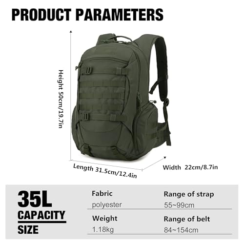 35L Tactical Backpack for Men (Range Green)