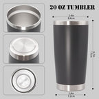 20 oz Tumbler Insulated Tumblers Stainless Steel Coffee Mug (Gray)