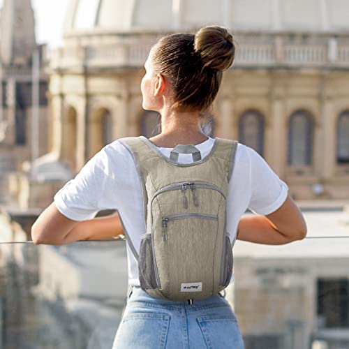 10 15L Small Rucksack Foldable Backpack Lightweight Packable Daypack Travel Outdoor Hiking Shoulder Bag (Beige / 15L)