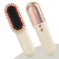 Cordless Hair Straightener Brush Minor Hair Straightening Brush Portable Travel Tool LCD Display Rechargeable Lightweight Anti (White)