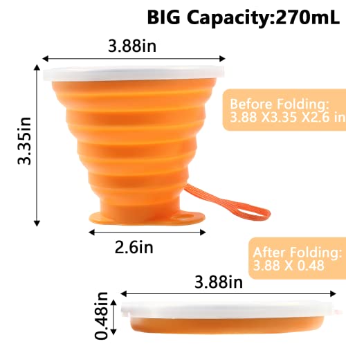 2 Pack Silica gel Collapsible Travel Cup 270ml (Pink & Orange)