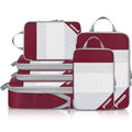 Compression Packing Cubes for Travel (Burgundy / 6 set-Half Mesh)