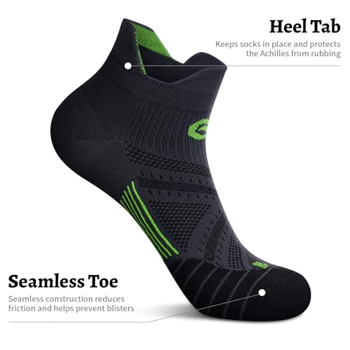 Compression Running Socks for Men & Women (Large-X-Large / New Gray (6 Pairs))