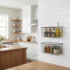 2 Set Adhesive Hanging Wall Basket Inside Cabinet Door Organizer (Black / 2 PACK)