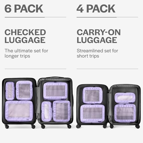 Compression Packing Cubes for Travel (4-Pack / Purple)