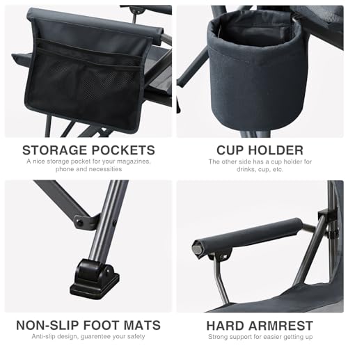 Oversized Folding Camping Chair for Adults (Grey-2pack)