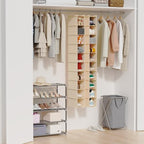 10 Shelf Hanging Shoe Shelf Organizer for Closet Beige (Beige / 1-Pack)