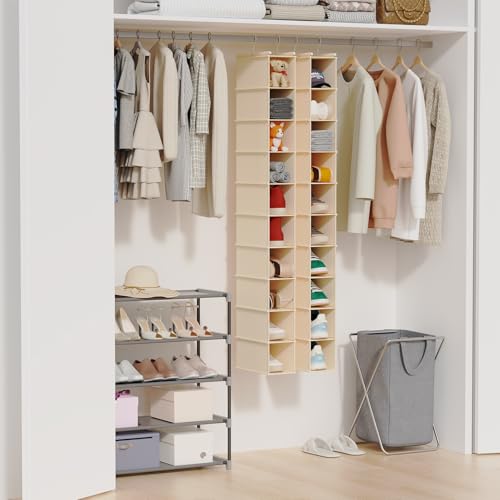 10 Shelf Hanging Shoe Shelf Organizer for Closet Beige (Beige / 1-Pack)