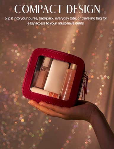 Clear Makeup Bag with Zipper (Red / Mini & Medium)