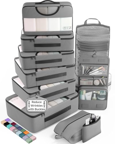 10 Set Packing Cubes for Travel Essentials (04 Gray)