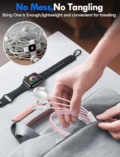 1Pack Travel Essentials for Apple Watch Charger (Pink / 1Pack-4FT)