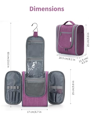 Hanging Travel Toiletry Bag for Women (AA-Purple / Medium)