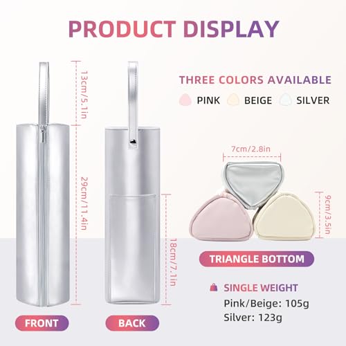 2-in-1 Heat Resistant Mat & Bag for Hair Styling Tools, Hanging Curling Iron Holder Flat Iron Holder with Zip, Portable Hot Hair Tools Travel Bag, Hair Straightener Mat Pouch for Countertop (Silver)