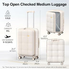 26 Inch Large Checked Luggage Hard Shell Suitcase Top Opening (26 Inch / Cream)