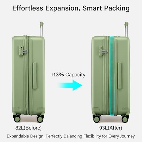26 Inch Luggage with Spinner Wheels (Bamboo Green / 26 Inch EXT)