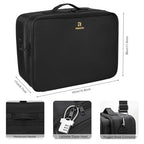 Extra Large Makeup Case with Plastic Dividers Washable and Easy to Clean (Black with Plastic Dividers / Extra Large)