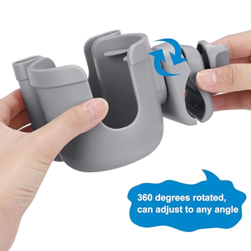 Stroller Cup Holder with Phone Holder (All Grey)