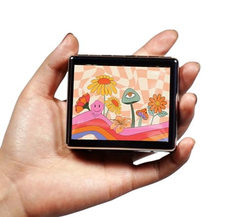 Silver Vintage Pill Box 7 Day Metal Pill Box with Mirror and 8 Compartments Cute Travel Pill Organizer for Purse (Rainbow Flowers)