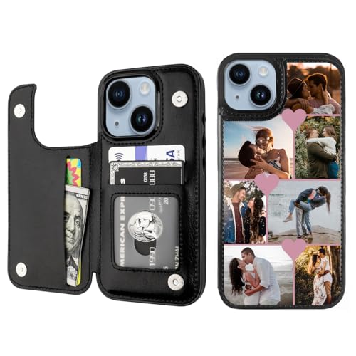 Custom Wallet Phone Case for iPhone 15 Plus (Black-E / iPhone 15 Plus)