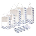6 Set Compression Packing Cubes for Travel Women Men (Z-Grayish Blue Checkerboard)