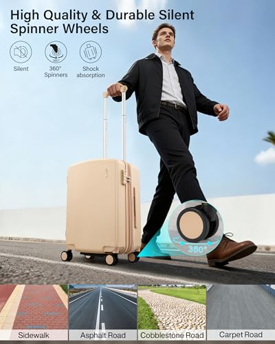Carry on Luggage Airline Approved 20" Expandable Hardside Suitcase (Cuba Sand / 20 Inch EXT)