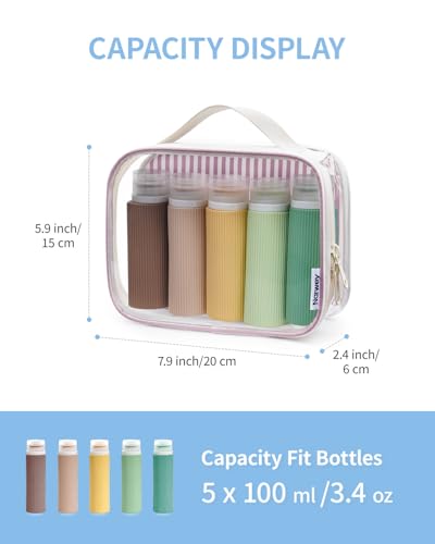TSA Approved Clear Toiletry Bag for Travel (Y-Dusty Pink Stripe)