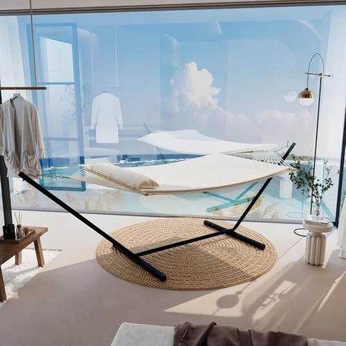Hammock with Stand for Outside (White)