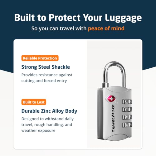 Luggage Locks TSA Approved (1 Pack / Silver)