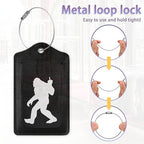 2Pcs Luggage Tag for Suitcase Black Sasquatch Cute Luggage Tag with Privacy Flap & Name ID Label & Metal Loop (Black Sasquatch)