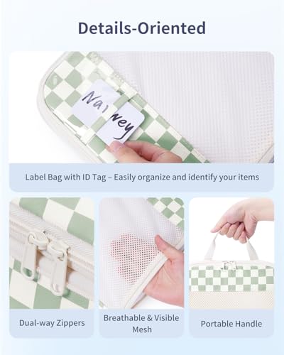 Compression Packing Cubes for Women Kids (AB-Mint Green Checkerboard / 5 Set)