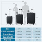Hard Case 24 Inch Expandable Check in Luggage with Wheels (Black / Expandable 24 Inch)
