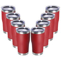 20oz Tumbler with Lid Stainless Steel Tumblers Bulk (Red / 8 count)