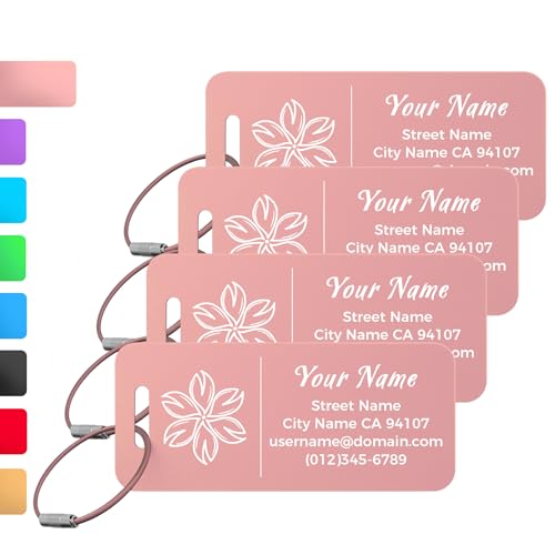 4PCS Personalized Luggage Tag (Pink / Small)