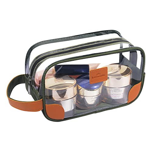 Toiletry Bag Clear Shaving Dopp Kit for Men Travel Toiletry Bag with Hand Strap Unisex Bathroom Toiletries Organiser (Green)