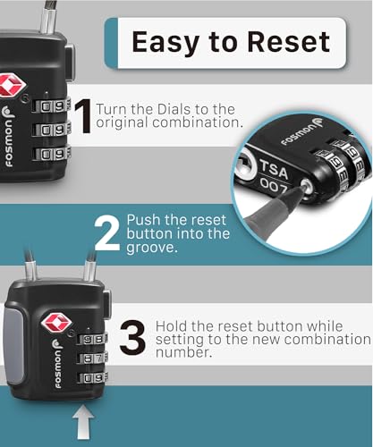 TSA Approved Cable Luggage Locks (3 Digit black 2 pack)