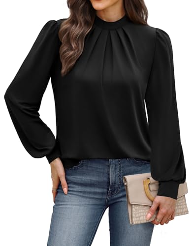 Long Sleeve Shirts for Women Fall Outfits for Women 2026 Business Casual Tops Blouses Dressy Casual Early Fall Fashion Boho Tops School Outfits for Teachers Old Money Clothes Trendy Black L (03 - Black / Large)