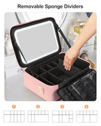 Large Makeup Case with LED Mirror (01-Pink / 3-Large)