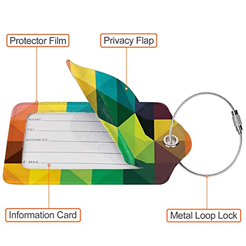 PU Leather Luggage Tag (Colorful Geometric Pattern)
