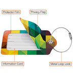 PU Leather Luggage Tag (Colorful Geometric Pattern)