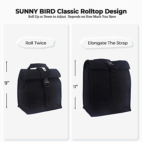 Insulated Lunch Bag Rolltop Lunch Box (Black)