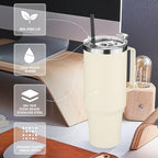 40 oz Stainless Steel Tumbler with Handle (Beige / 40 Ounces-4)