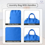 LFH Home Large Premium Cotton Rich Canvas Laundry Bag with Drawstring and Handles Heavy Duty (24”x36” (Pack of 2) / Sky Blue)