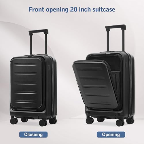 Luggage Sets 5 Piece Front Open (3-piece Set(20/24/28) / Black-1(20 top-open))