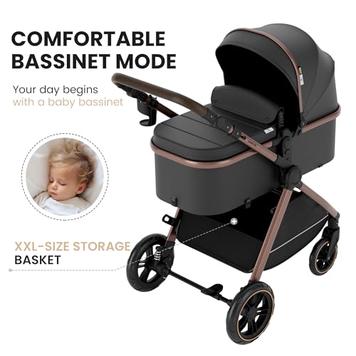2-in-1 Convertible Baby Stroller for Newborn to Toddler (Copper)