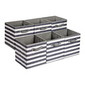 Collapsible Fabric Storage Bins with Handles (White/ Light Grey Stripe / 10.5"x10.5"x11")