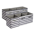 Collapsible Fabric Storage Bins with Handles (White/ Light Grey Stripe / 10.5"x10.5"x11")