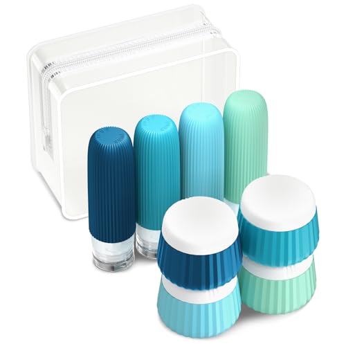 Travel Bottles for Toiletries 8 Pack (Bottle 3oz Jars 3oz / Blue)