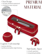 Clear Makeup Bag Travel Cosmetic Case Clear Toiletry Bag with Zipper Traveling Make Up Case Makeup Brush (Red / Minimalist)