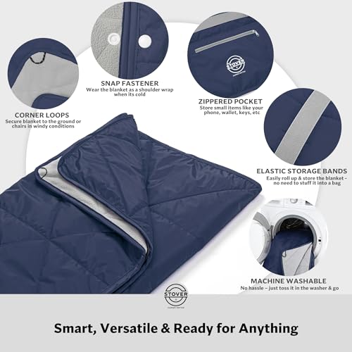 Large Waterproof Outdoor Stadium Blanket (01 - Victory Blue)