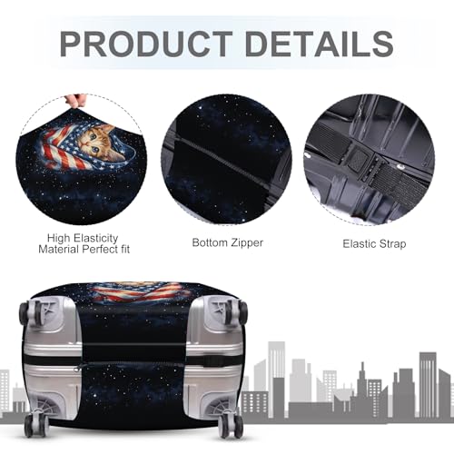 Cute Patriotic Cat Luggage Cover (#19 / XL(fits 32-34Inch suitcase))